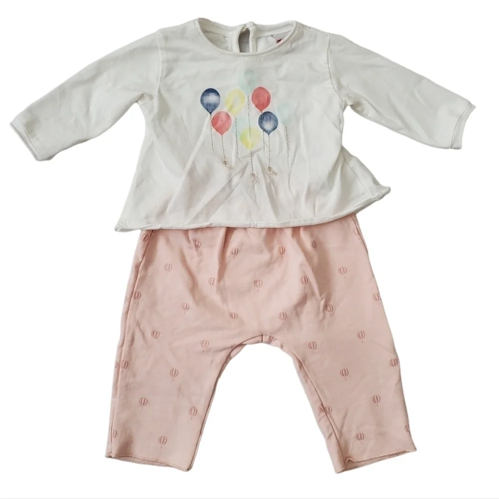 🍁 Play Up Hot Air Balloon Pink Pants Long Sleeve Shirt Play Set